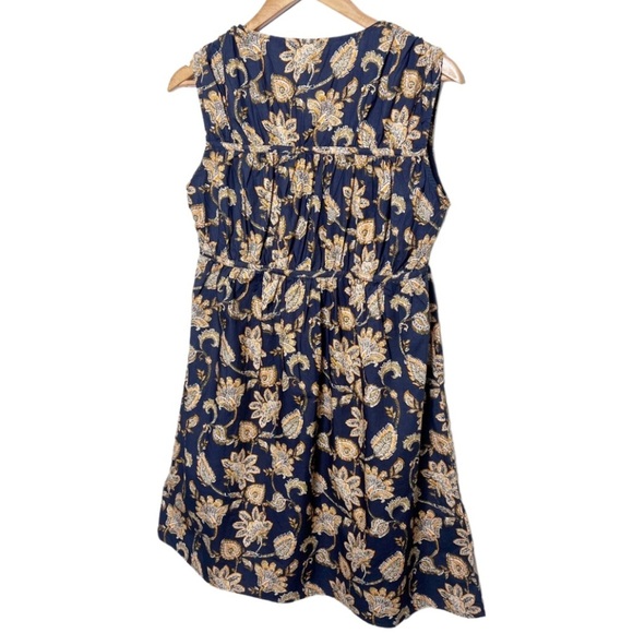 New with Tag MNG Mango Womens Navy Floral Orange Tie Front Sleeveless Mini Dress - Picture 9 of 16